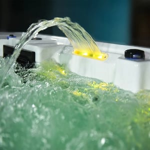 hot tub waterfall with light
