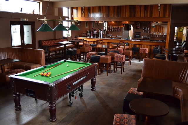 Pool table in bar